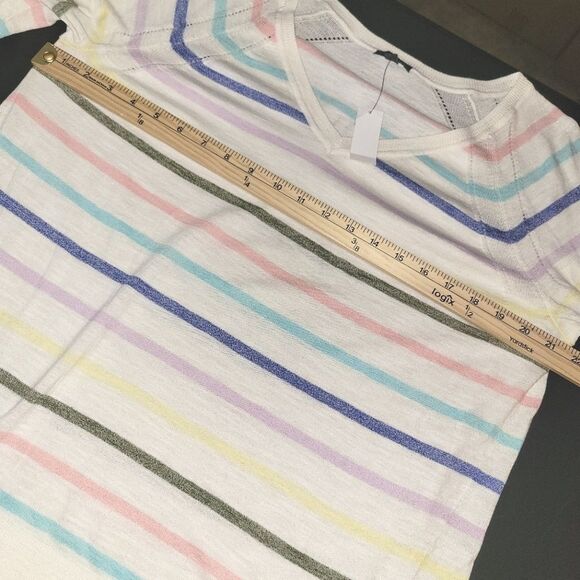 New Talbots Rainbow Striped V-Neck Top 1X - Picture 6 of 8